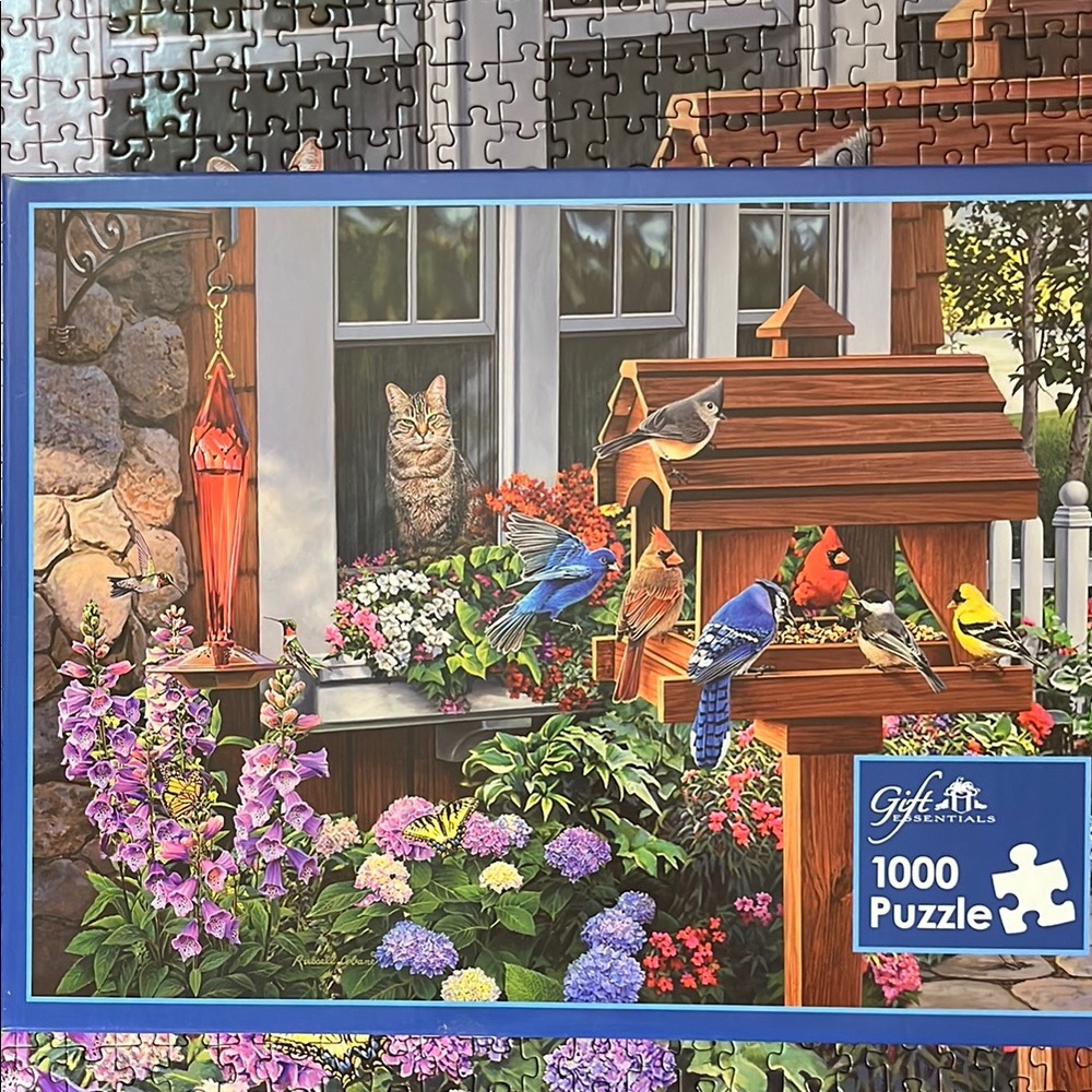 🧩 1000 piece “Window Cat Birdwatcher”. Beautiful puzzle with poster. Complete.